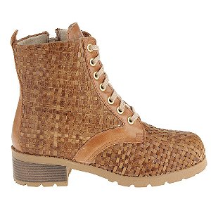 Bota Feminina Couro Tressê Cano Médio Montaria Forrada