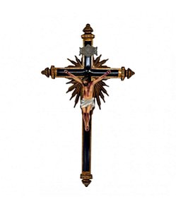Crucifixo Em Resina Com Acabamento Pintado.