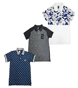 Kit 3 Camisas/ Camisetas Polo Juvenil Menino