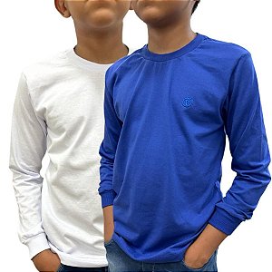 Kit 2 Camisetas Manga Longa Infantil Juvenil Menino
