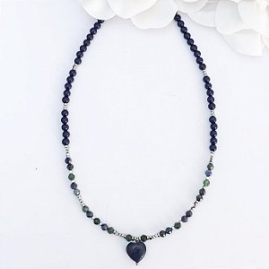 COLAR BOHO LUNA PRATA MIX PEDRAS NATURAIS