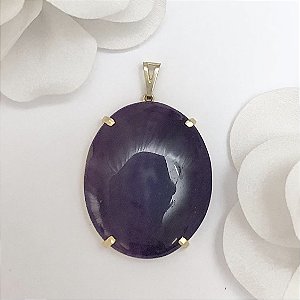 PINGENTE OVAL ÁGATA ROXA