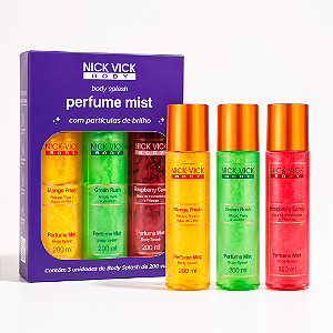 Kit Body Splash Nick Vick Perfume Mist Body (Raspberry Candy, Mango Fresh e Green Rush)