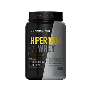 Hiper 100% Whey Pote 900G Morango Probiotica