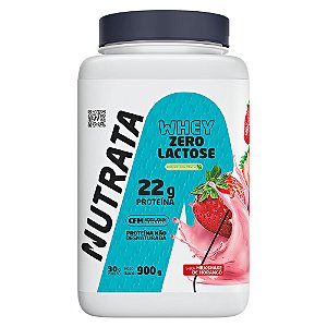 Whey Zero Lactose Sabor Morango 900Gr - Nutrata