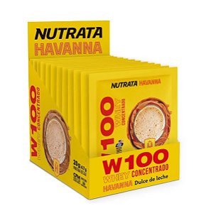 W100 Whey Concentrado Sache Display C/12 Doce De Leite Havanna Nutrata
