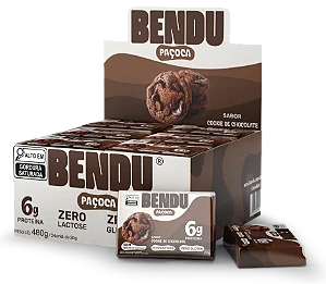 Paçoca Whey Cookies de Chocolate 20g – Display c/24 unidades – Bendu