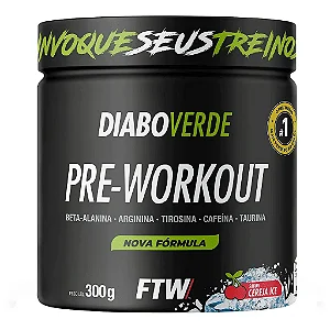 Diabo Verde #Pre-Workout 300g Cereja Ice com 12 Unidades – FTW