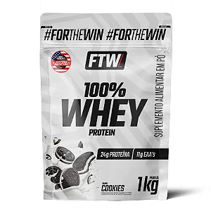 100% Whey Protein Refil 1Kg – Cookies com 12 Unidades – FTW