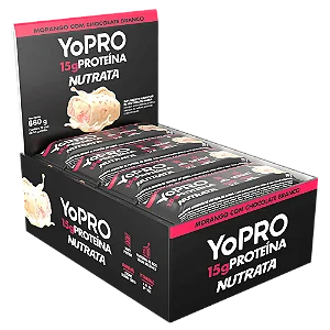 Barra Yopro 55g Morango com Chocolate Branco – Combo com 12 Displays – Nutrata