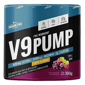 V9 Pump Pre Workout Pré-Treino Uva 300g Combo com 6 Unidades – Shark Pro
