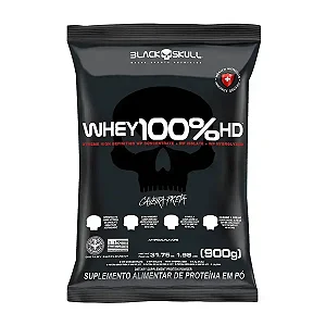 Whey 100% HD Refil Chocolate 900g Combo com 6 Unidades – Black Skull