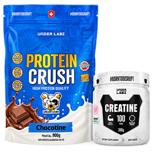 COMBO - Protein Crush Refil 900g CHOCOTINE + Creatine Borntodisrupt 300g Under Labz