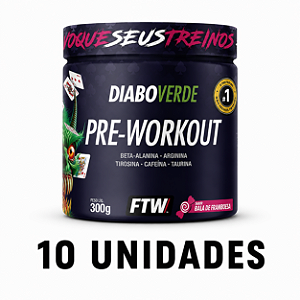Combo 10 unidades - Diabo Verde #Pre-Workout 300G Bala De Framboesa Ftw