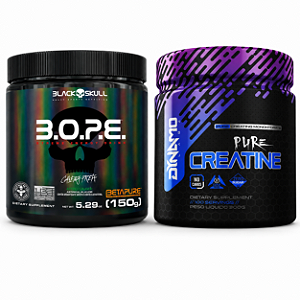 COMBO - Pré Treino Bope 150g Black Skull Limão + Creatine 300G Dynamo