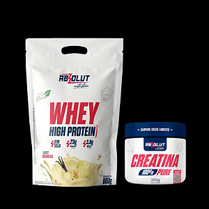 COMBO - 6 Whey Refil High 900G Absolut Baunilha + 6 Creatina 300g Absolut