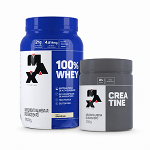 100% Whey Pote 900g Baunilha + Creatina 300g (Max Titanium)