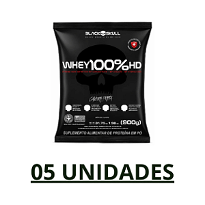 Combo 05 unidades - Whey 100% HD 900g Chocolate Black Skull
