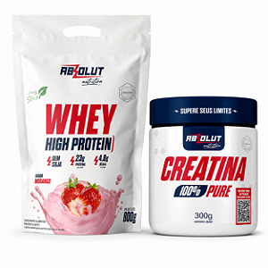 COMBO - Whey Refil High 900G Morango + Creatina 300g (Absolut Nutrition)
