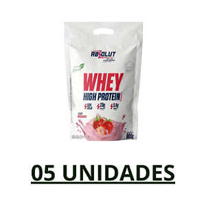 Combo 05 unidades - Whey Refil High 900G Absolut Nutrition - Morango