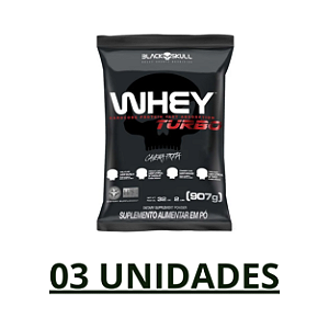 Combo 03 unidades - Whey Protein Turbo Refil 907g Black Skull - Baunilha