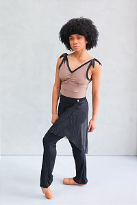 Calça Bailarina com Saia Transpassada - Preto