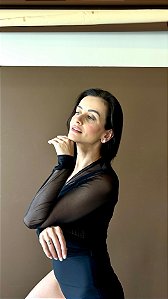 Blusa Ballet Amarrar Tule - Preto