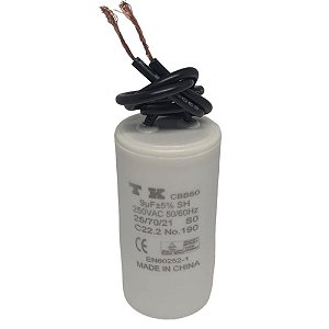 CAPACITOR PPM 9UF 250VAC FIO CBB60 30X60MM TK