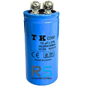CAPACITOR MOTOR START 75UF 220/250VCA CD60 42X80MM TK