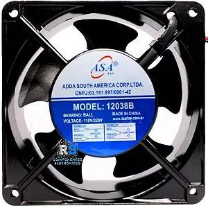 MICRO VENTILADOR ASA FAN 12038B 120X120X38 127/220V BILVOLT 3200RPM 4 FIOS