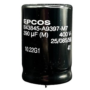 CAPACITOR ELETROLITICO EPCOS 390UF 400V 30X45MM B43845A9397-M7 EPCOS
