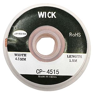 FITA MALHA DESSOLDADORA 4,5MM ROLO COM 1,5 METROS CP-4515 WICK