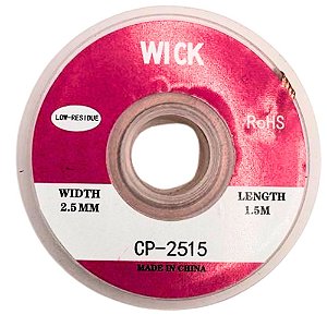 FITA MALHA DESSOLDADORA 2,5MM ROLO COM 1,5 METROS CP-2515 WICK