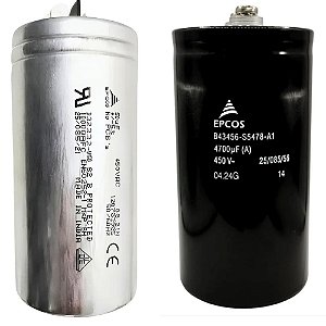 KIT 26 PÇS CAPACITOR PPM 50UF 450V 53X105MM (FAST-ON) + 18 PEÇAS CAPACITOR GIGA-ELCO 4700UF 450V B43456S5478A1 76X143 EPCOS