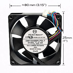 VENTILADOR DE REFRIGERAÇÃO PELKO D8015X48BPCB2H-7 8015 DC48V 1.2A INVERSOR DE 3 FIOS