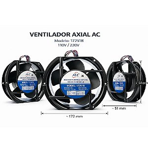 MICRO VENTILADOR 172X150X51MM 2800RPM 110/220V 17251B ASA BALL