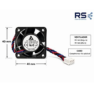 VENTILADOR DELTA EFB0412VHD 0.18A 40x40x20MM 12V 9000RPM 2 FIOS