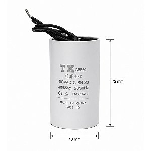 CAPACITOR PPM 40UF 400VCA 45X72MM FIO TK