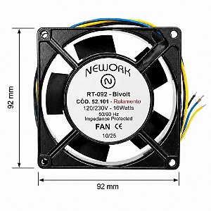MICROVENTILADOR 92X92X25MM RT-092 BIVOLT 52.101 NEWORK (RT092 52101)