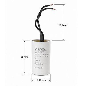 CAPACITOR PPM 8UF 380/400V FASTON B32322D4805J10 30X60 EPCOS
