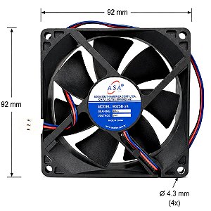 VENTILADOR 9025B-24 92X92X25 24V 3.000RPM C/ ROLAMENTO