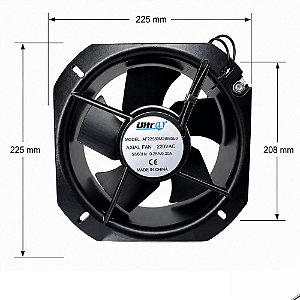Microventilador AF22580M2BM5L0 220VAC 0,25/0,30A 225x225x80mm