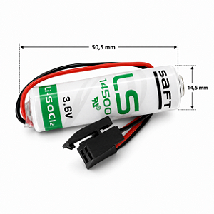 BATERIA DE LITHIUM LS14500 AA 3,6V SAFT COM FIO E CONECTOR