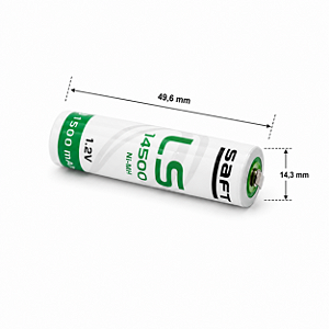 BATERIA DE LITHIUM 3,6V AA LS14500 SAFT COM 2 TERMINAIS PARA SOLDA PCI