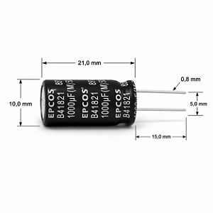 CAPACITOR ELETROLITICO 1000UF 50V 85° B41821 RADIAL EPCOS