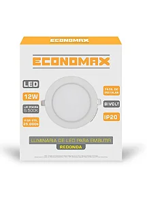 Luminária Led Plafon Redondo Embutir 12W Economax
