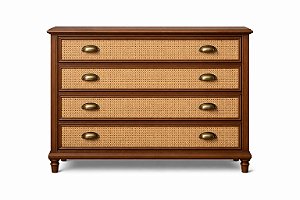 Cômoda Clássica Imbuia com Palha Indiana 1,20 m