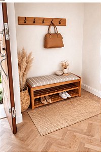 Banco para Hall com Sapateira e Assento – Organizador Decorativo em Madeira