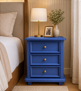 Mesa de Cabeceira Blue em Madeira Azul