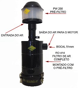 RO 414/1 - Filtro de ar Banho a óleo, MF 50X, 55X, 65, 85, 210 original Puriar